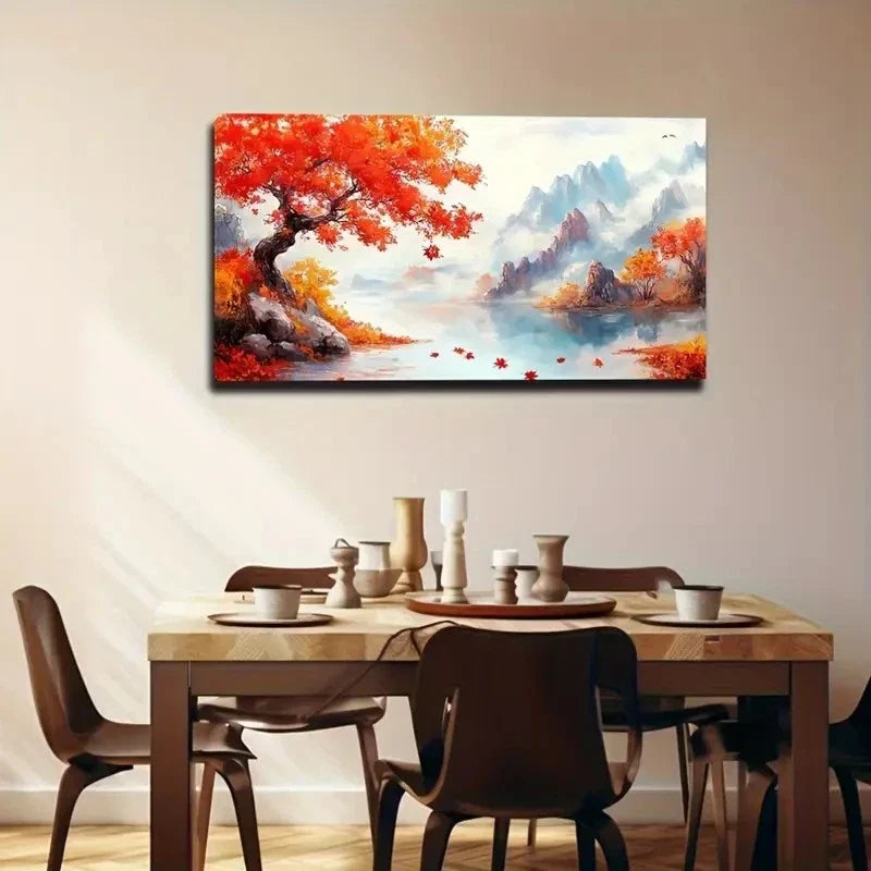 Vibrant Red And Blue Hues Wall Art Canvas Office Home Room Framed 120x60cm
