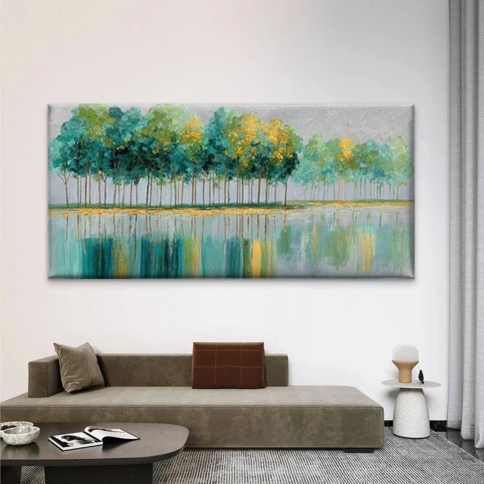 Abstract Landscape Forest Wall Art Canvas Office Home Room Framed 80x45cm