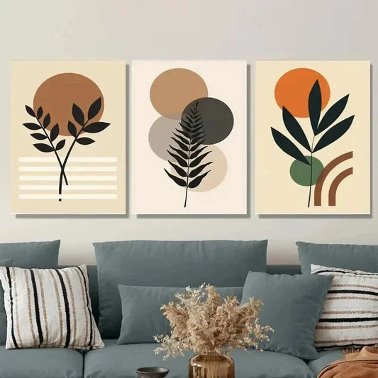 3pcs Modern Abstract Botanical Minimalist Plant Wall Art Set Canvas Framed 40x60cm - High Quality Print 100% Australian Made Wall Canvas Ready to Hang