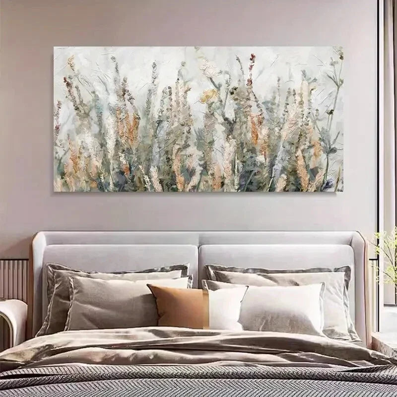 Nordic Aesthetic Weeds Flowers Wall Art Canvas Office Home Room Framed 120x60cm