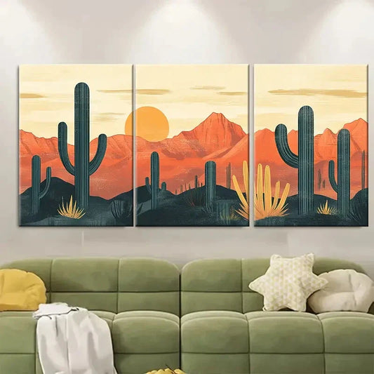 3pcs Saguaro National Park Arizona Desert Cactus Metal Print Ready to Hang Art