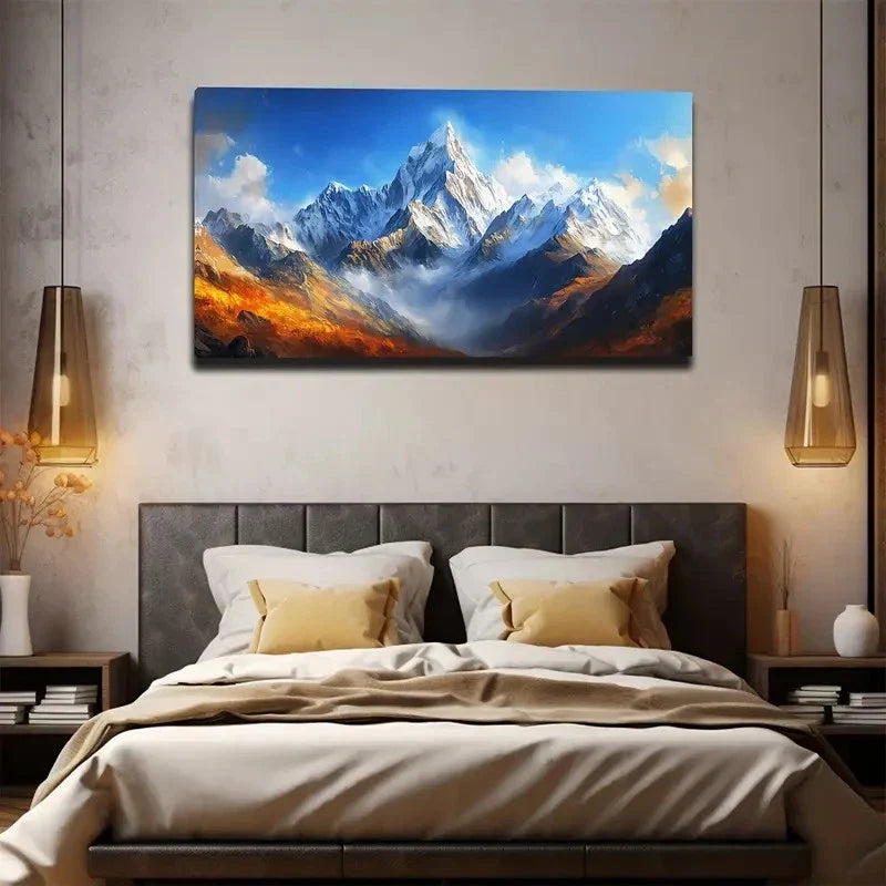 Vibrant Mountain Scene Wall Art canvas office home room framed 120x60cm