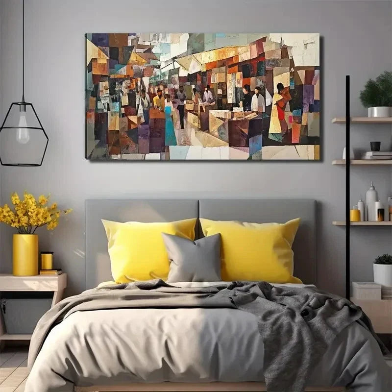 Abstract Commercial Perfect Wall Art Canvas Office Home Room Framed 80x45cm