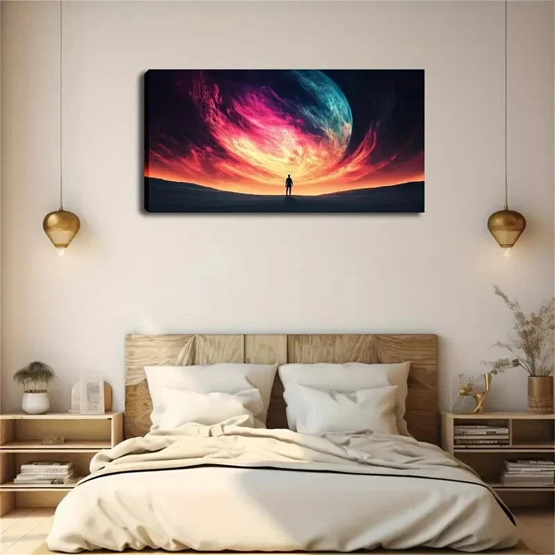 A Person In The Desert Looking Wall Art Canvas Office Home Room Framed 120x60cm