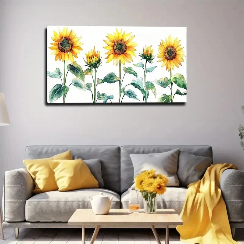 Fresh Sunflower Shape Painting Wall Art canvas office home room framed 120x60cm