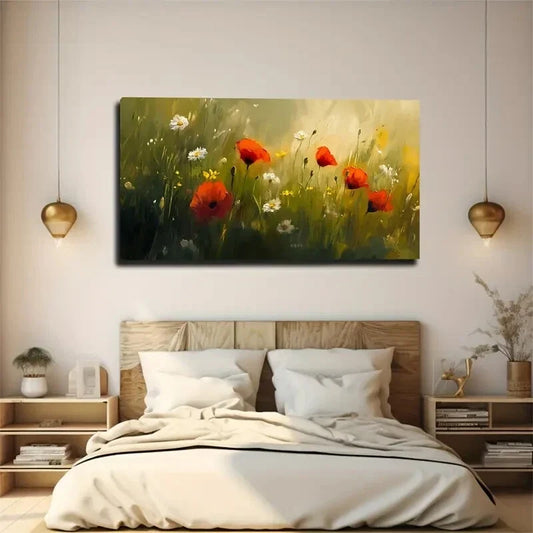 Daisies And Small Yellow Wall Art canvas office home room framed 120x60cm