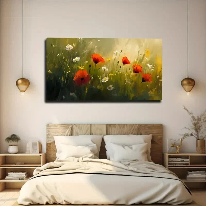 Daisies And Small Yellow Wall Art canvas office home room framed 120x60cm