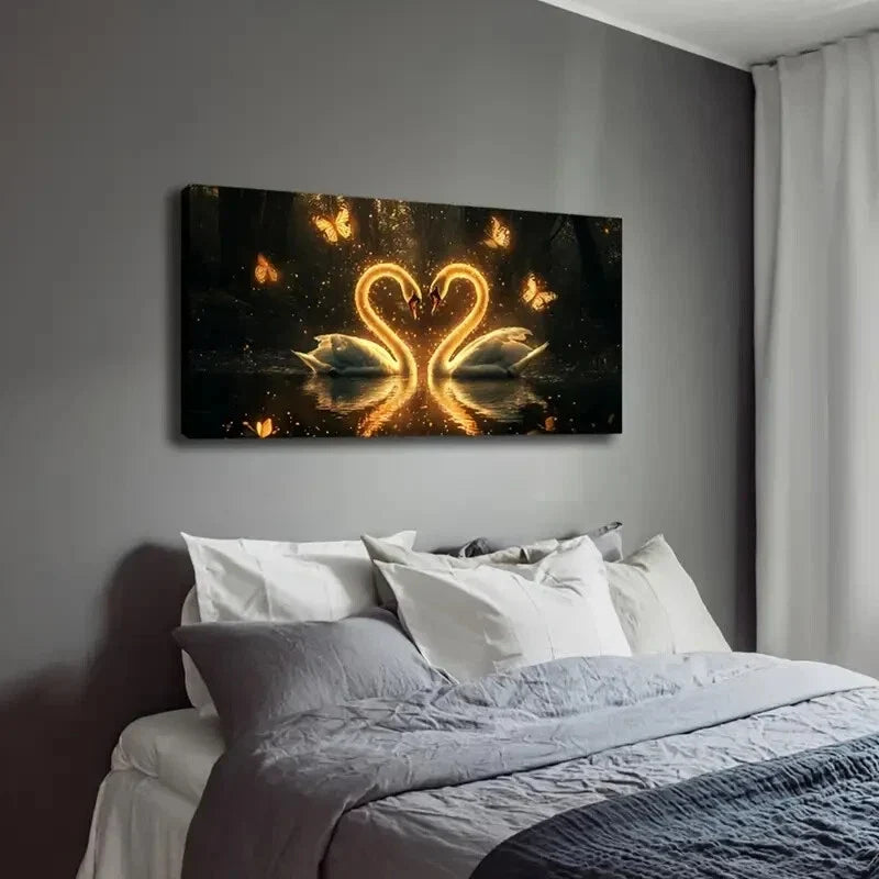 Heart Design with Butterflies Wall Art Canvas Office Home Room Framed 120x60cm