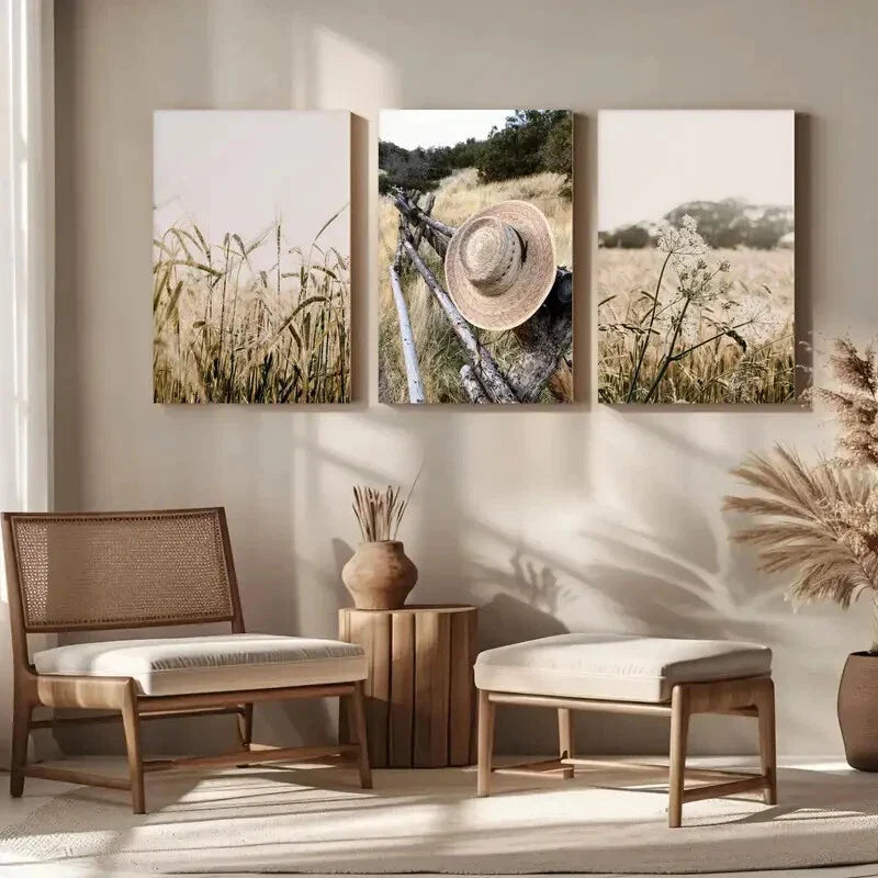 3pcs Rustic Country Landscape Farmhouse Metal Print Ready to Hang Art