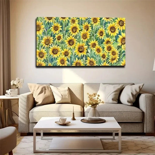 Vibrant Floral Decor Wall Art Canvas Office Home Room Framed 80x45cm