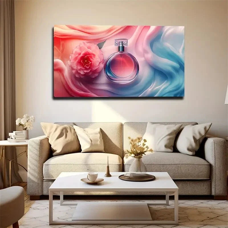 Blooming Peony & Perfume Bottle Wall Art Canvas Office Home Room Framed 120x60cm