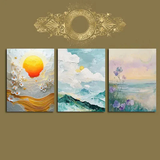 3pcs Rustic Countryside & Floral Scenes Versatile Metal Print Ready to Hang Art