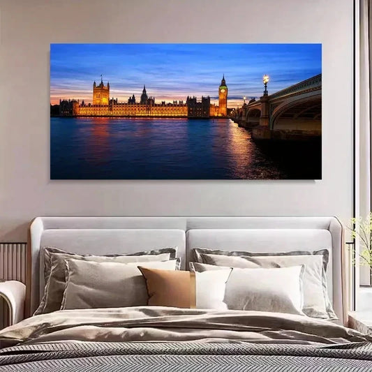 London Big Ben Sunset Décor Wall Art Canvas Office Home Room Framed 120x60cm
