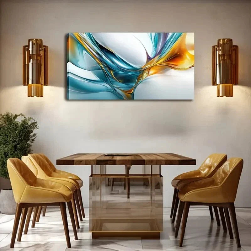Color Transition Swirl Design Wall Art Canvas Office Home Room Framed 120x60cm