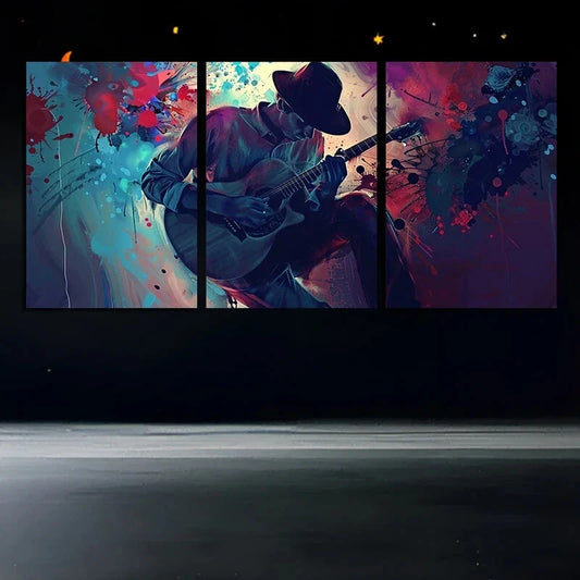 3pcs Guitar Abstract Musician Metal Print Ready to Hang Art