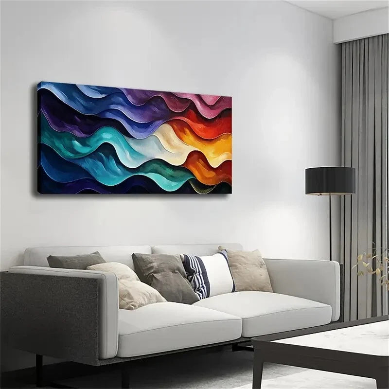 Presenting Wavy Colors Composed Wall Art Canvas Office Home Room Framed 80x45cm