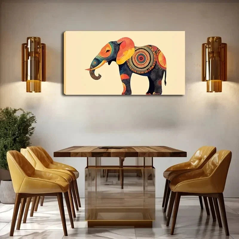 Colorful Cartoon Elephant Wall Art Canvas Office Home Room Framed 120x60cm