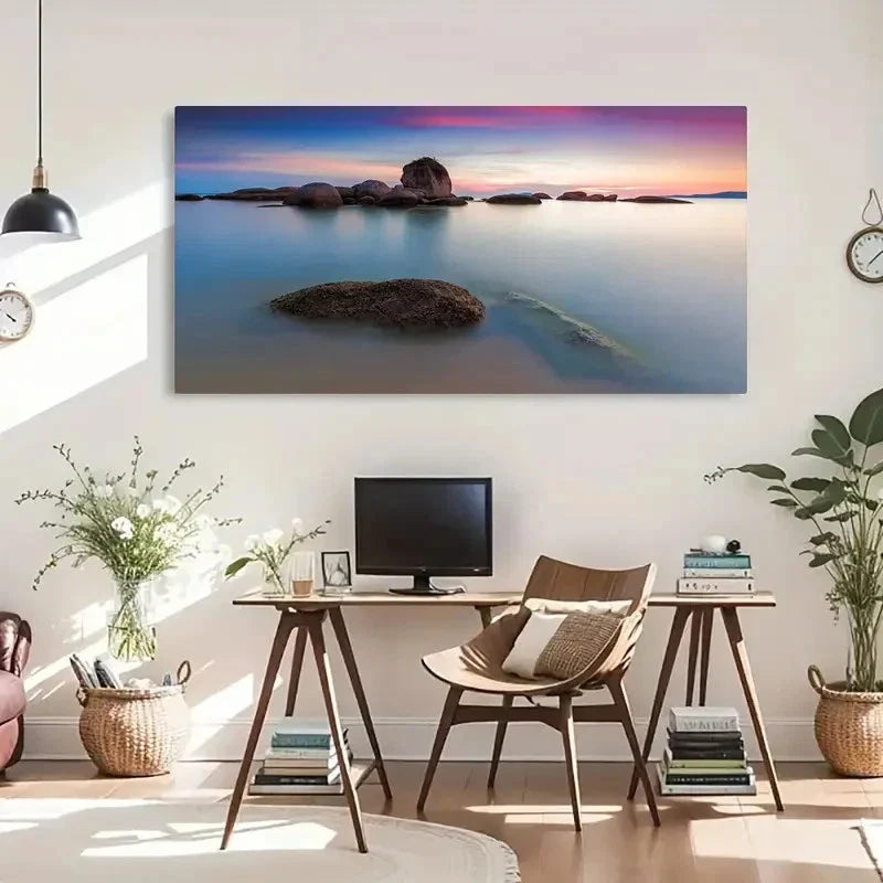 Vibrant Sunset Scenery Clouds Wall Art Canvas Office Home Room Framed 120x60cm