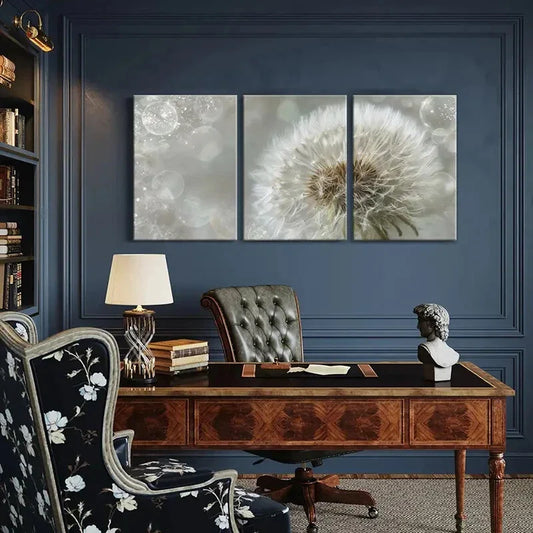 3pcs White Fluffiness Dreamy Bubbles Soft Metal Print Ready to Hang Art