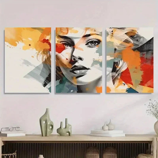 3pcs Vibrant Color Splashes, Modern Metal Print Ready to Hang Art
