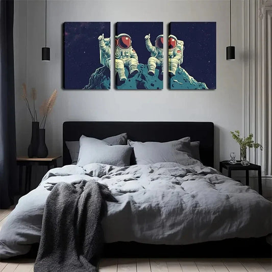 3pcs futuristic cosmic world of light Wall Art Set Canvas Framed 40x60cm - High Quality Print 100% Australian Made Wall Canvas Ready to Hang