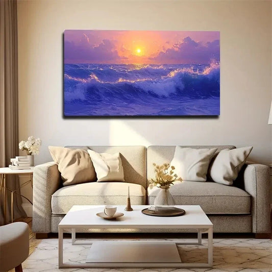 Sunset Seascape Warm Glow Wall Art Canvas Office Home Room Framed 120x60cm