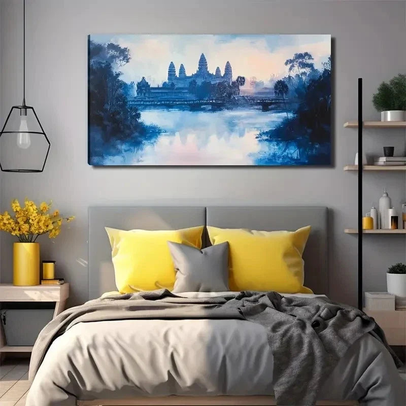 Majestic Lake & Mountain Wall Art Canvas Office Home Room Framed 80x45cm