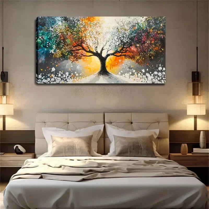 Seasonal Transition Tree Wall Art Canvas Office Home Room Framed 120x60cm