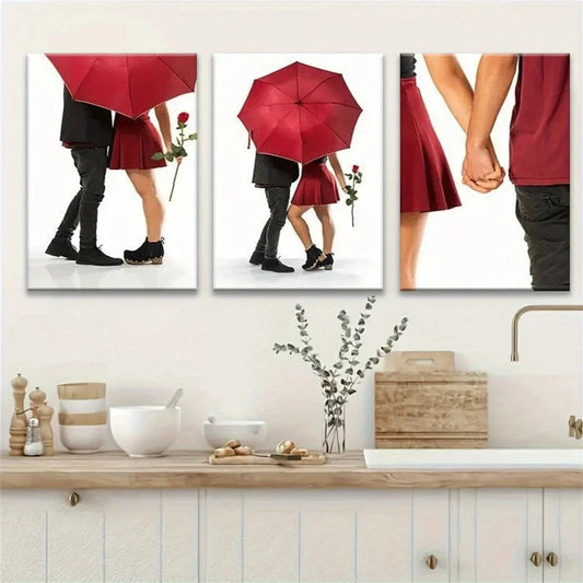 3pcs Modern Love and Skull Design Metal Print Ready to Hang Art