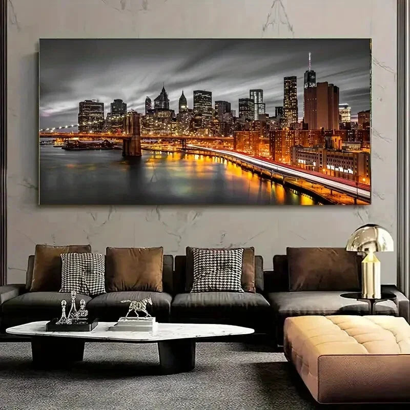 New York Cityscape wall canvas office home room framed 80x45cm