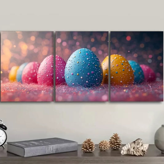 3pcs Two Colorful Easter Eggs Canvas Wall Art Set Canvas Framed 40x60cm - High Quality Print 100% Australian Made Wall Canvas Ready to Hang