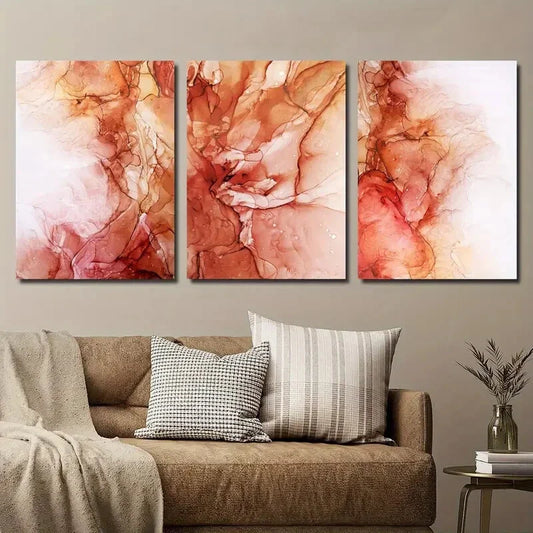 3pcs Abstract Earth Tone Fluid Gradient Color Metal Print Ready to Hang Art