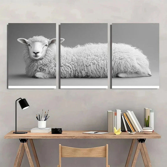 3pcs Funny Sheep Whimsical Animal Metal Print Ready to Hang Art