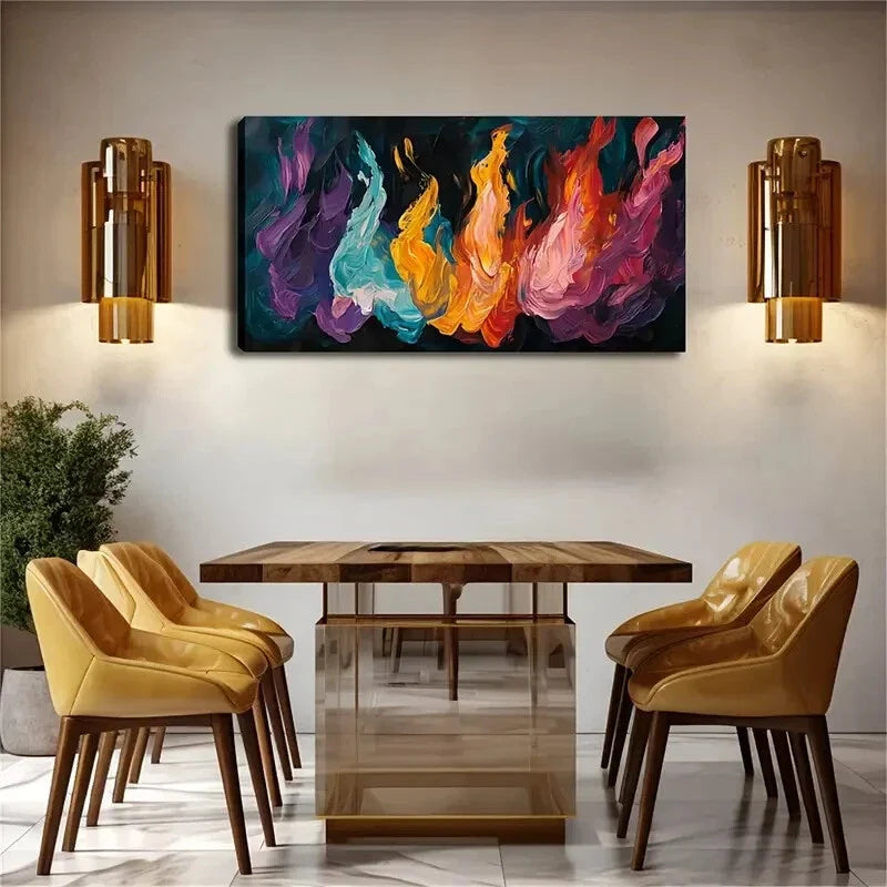 Shape Similar to Flames Wall Art Canvas Office Home Room Framed 120x60cm