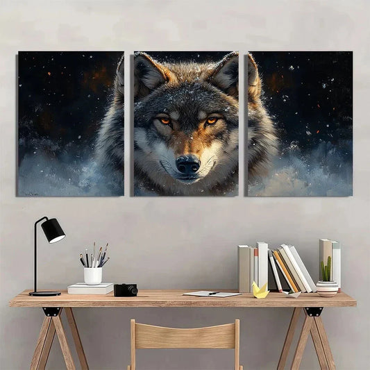 3pcs Amazing Wolf Handsome Wild Animals Metal Print Ready to Hang Art