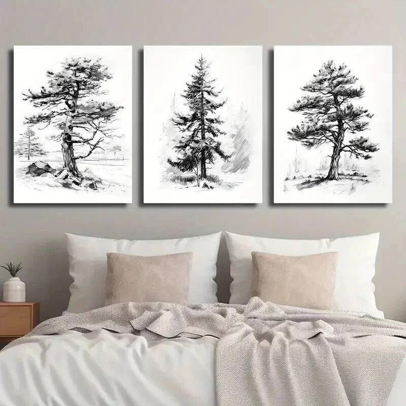 3pcs Countryside Tree Nature Inspired Decor Wall Art Set Canvas Framed 40x60cm - High Quality Print 100% Australian Made Wall Canvas Ready to Hang