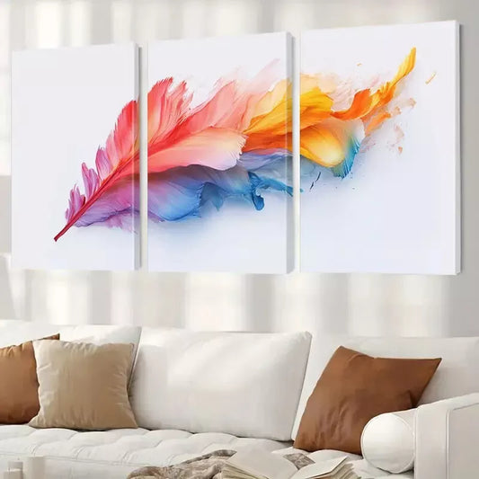 3pcs Vibrant Abstract Rainbow Splatter Wall Art Set Canvas Framed 40x60cm - High Quality Print 100% Australian Made Wall Canvas Ready to Hang
