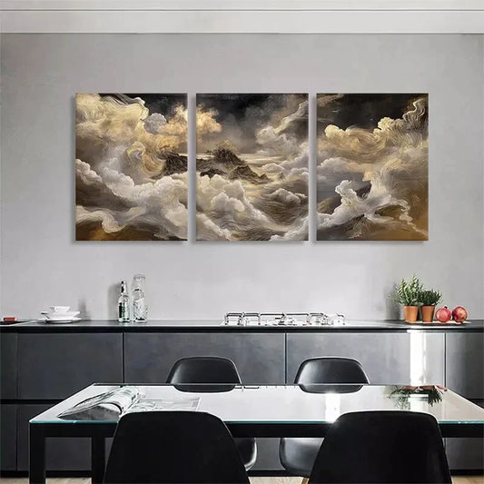 3pcs Celestial Clouds and Majestic Mount Perfect Wall Art Set Canvas Framed 40x60cm - High Quality Print 100% Australian Made Wall Canvas Ready to Hang