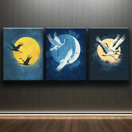 3pcs Moonlight Moon Blue Night Dark Perfect Wall Art Set Canvas Framed 40x60cm - High Quality Print 100% Australian Made Wall Canvas Ready to Hang