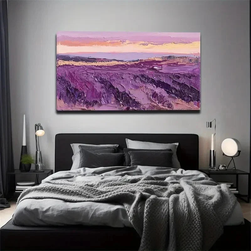 Vibrant Purple And Orange Lands Wall Art Canvas Office Home Room Framed 120x60cm