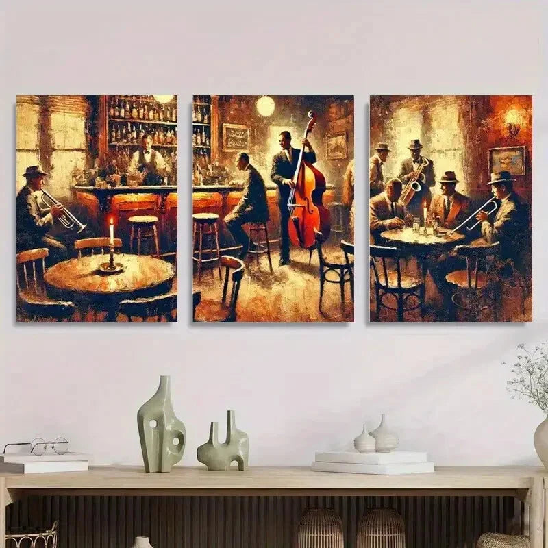 3pcs Vintage Jazz Bar Classic Jazz Band Metal Print Ready to Hang Art