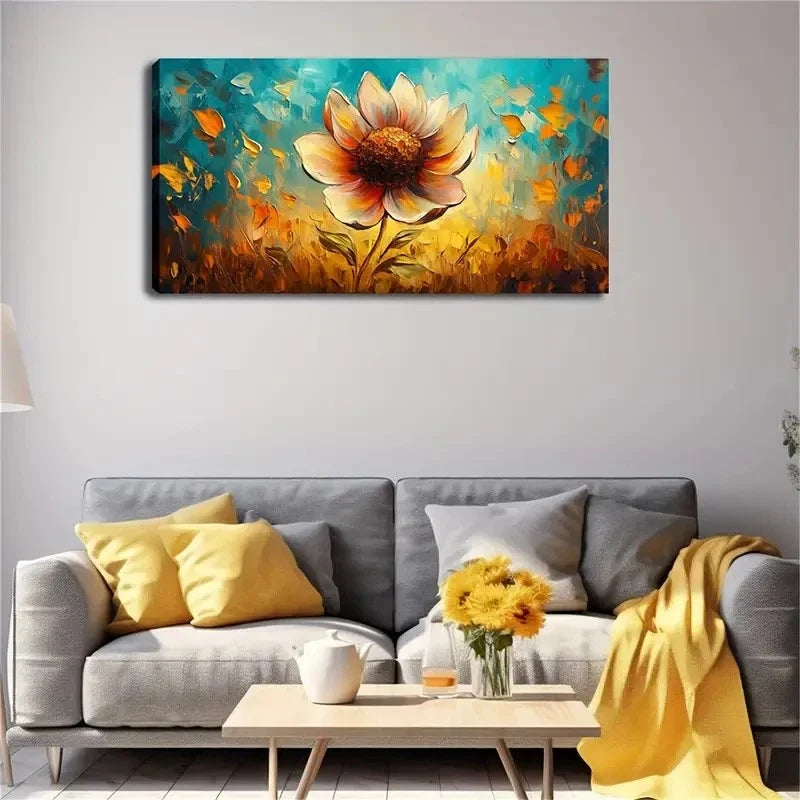 A Blooming Petal Color Dark Wall Art Canvas Office Home Room Framed 120x60cm