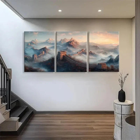 3pcs Majestic Mountain Views with Misty Perfect Wall Art Set Canvas Framed 40x60cm - High Quality Print 100% Australian Made Wall Canvas Ready to Hang
