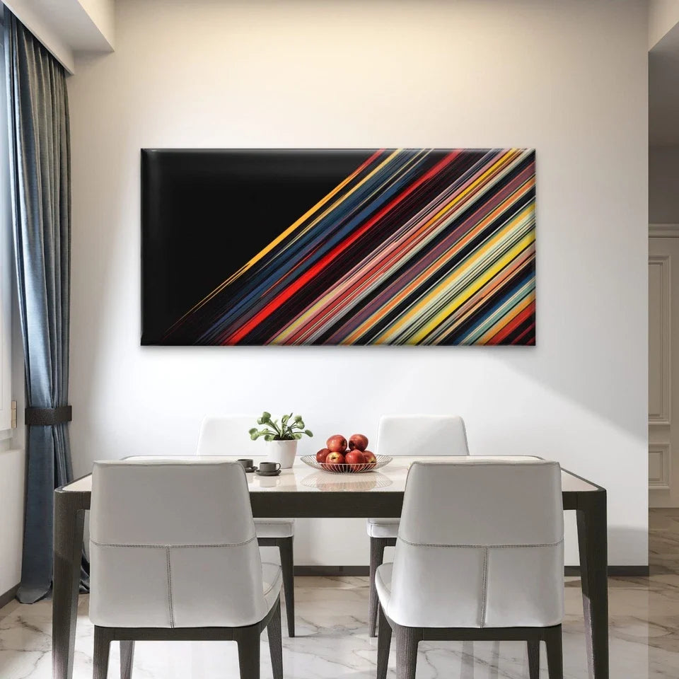 Abstract Diagonal Lines Wall Art Canvas Office Home Room Framed 80x45cm