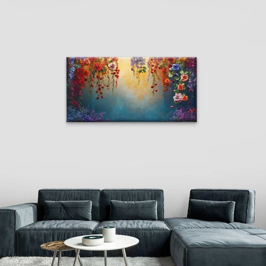Flowers Butterflies Floral Wall Art Canvas Office Home Room Framed 80x45cm