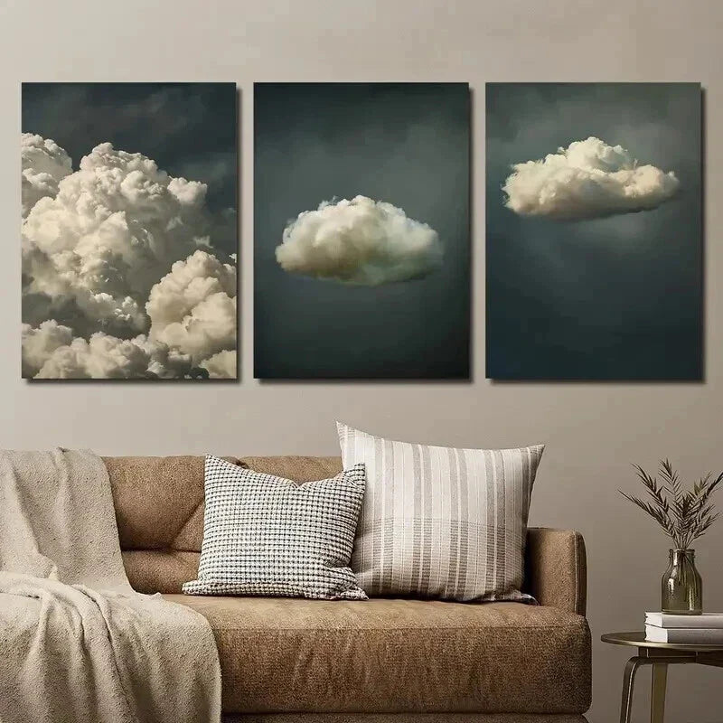 3pcs Serene Nature Cloud & Space Isolation Wall Art Set Canvas Framed 40x60cm - High Quality Print 100% Australian Made Wall Canvas Ready to Hang