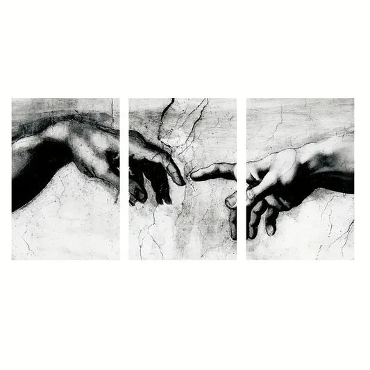 3pcs Modern Black and White Hand Decor Wall Art Set Canvas Framed 40x60cm - High Quality Print 100% Australian Made Wall Canvas Ready to Hang