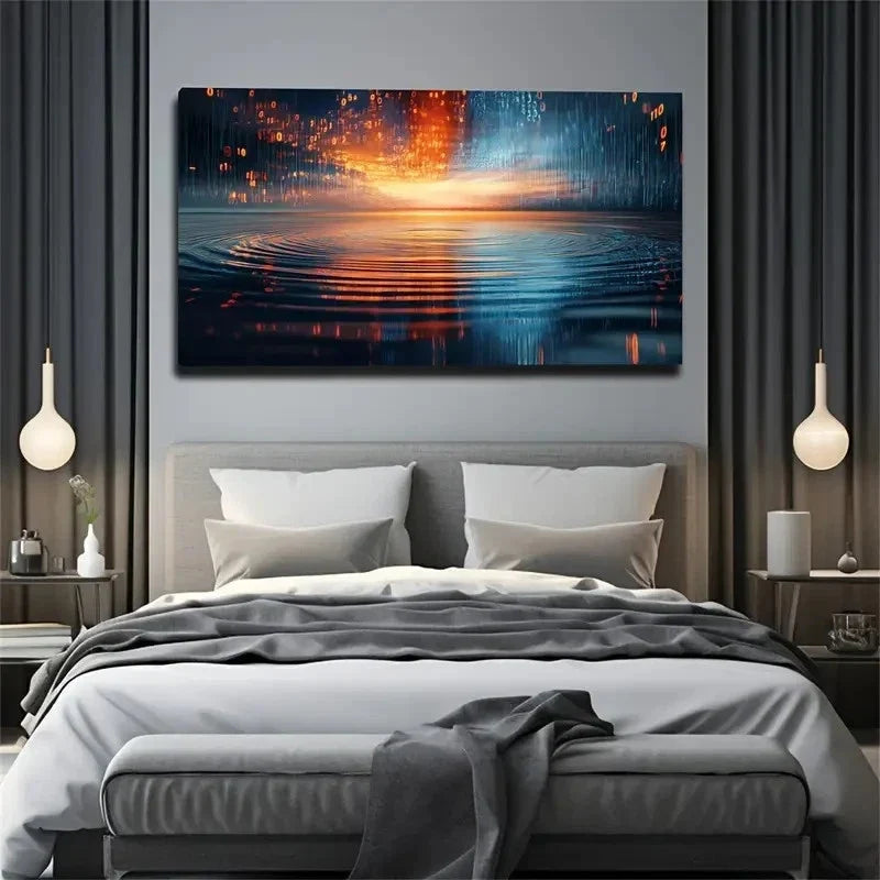 Deep Dark-Toned Background Wall Art Canvas Office Home Room Framed 80x45cm