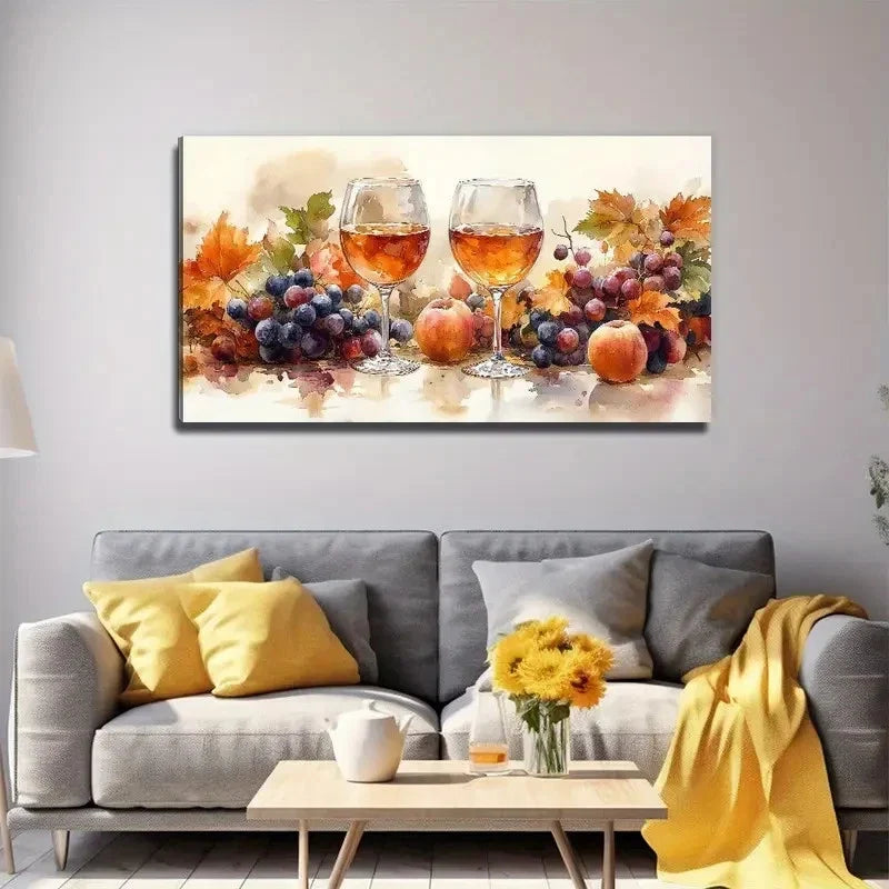 Grapes And Champagne Wall Art Canvas Office Home Room Framed 120x60cm