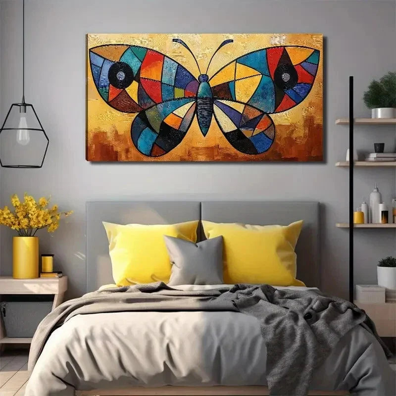 Open-Winged Butterfly Modern Wall Art Canvas Office Home Room Framed 80x45cm